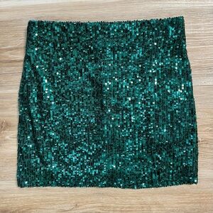 Art Class Green Sequin Mini Skirt